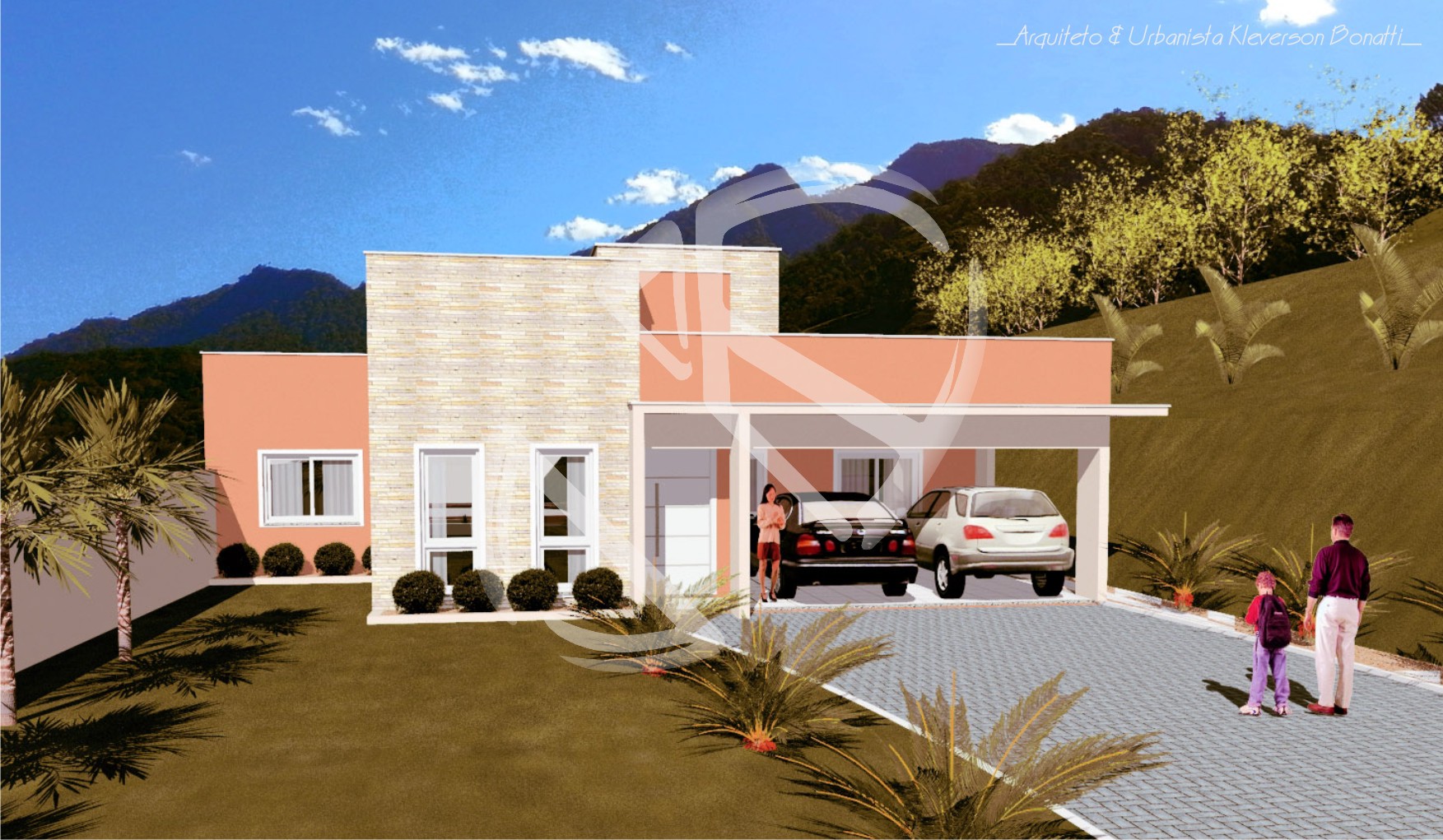 Residência em alvenaria, estilo modernista. construída no Bairro Jaraguá Esquerdo, município de Jaraguá do Sul-SC.
